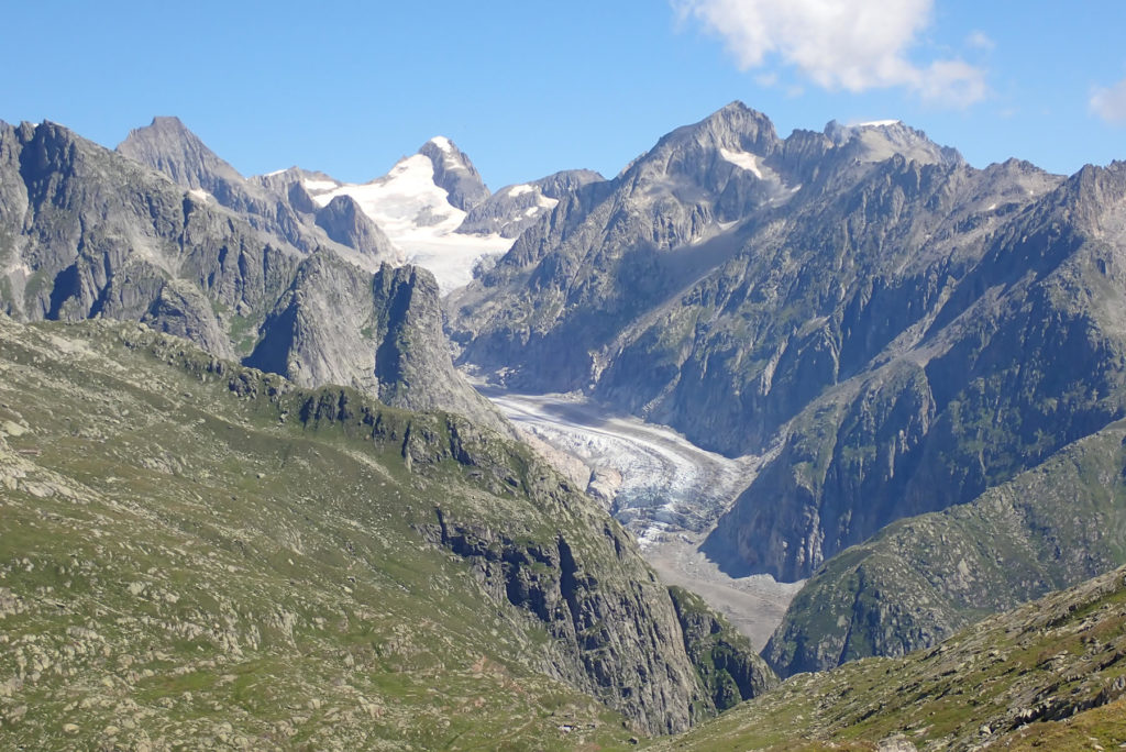 Glaciar Fiescher en el fondo del valle
